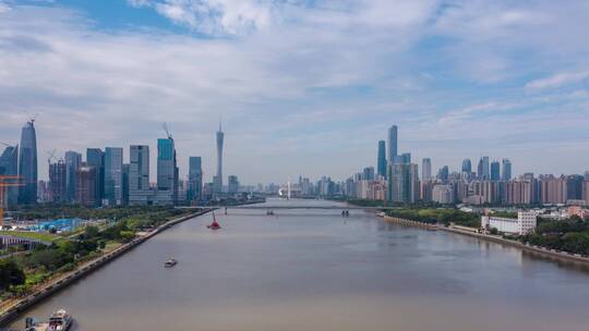 原创航拍广州繁华面貌CBD珠江新城延时视频素材模板下载