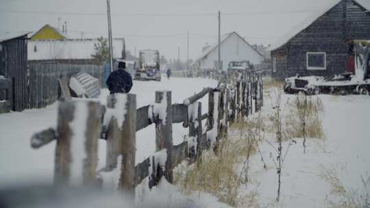 散步，雪，冬天，房子