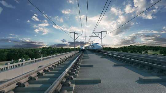 铁路轨道与户外风景