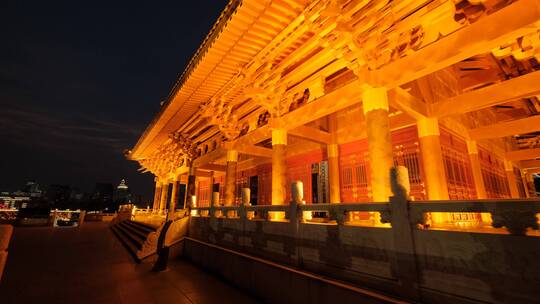 广西柳州文庙中式庭院宫殿大殿深宫后院夜景