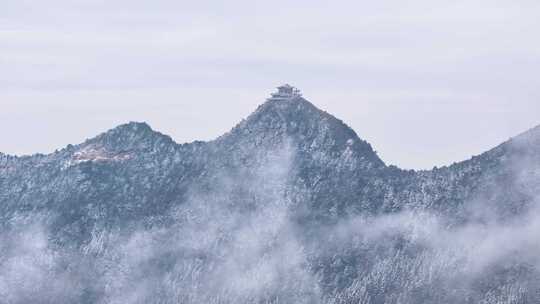 福州五奇山雾凇 雪 云雾缭绕