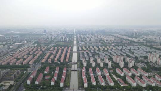 上海水渠灌溉连接黄浦江4K航拍