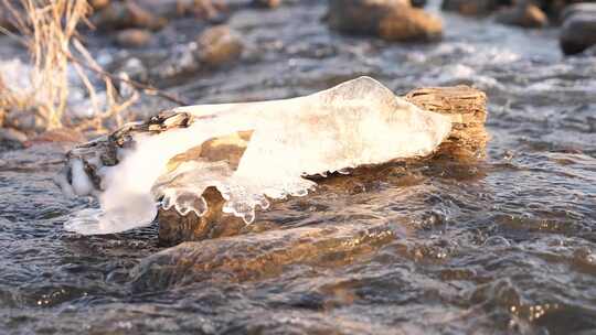 冰融 冬天 初春 水面 河流 溪流 冰雪融化