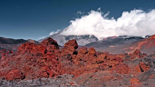 火山岩石航拍视频素材模板下载