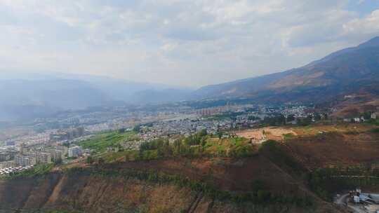 云南省昆明市东川区城市建筑全貌大景航拍