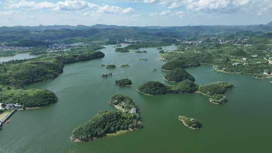 贵州贵阳市百花湖风景区航拍自然风光