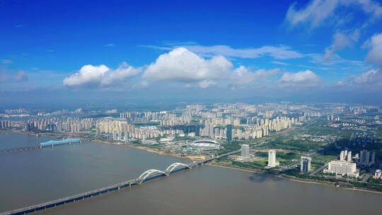 雨过天晴南昌生米大桥国体中心航拍