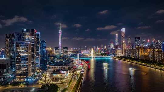 广州航拍素材 广州夜景延时合集
