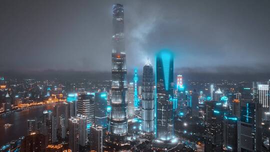 上海平流雾夜景航拍合集