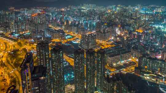 香港西九龙夜景_香港万家灯火夜景延时高清在线视频素材下载