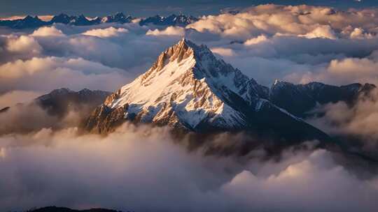 云海之上的壮丽雪山风景