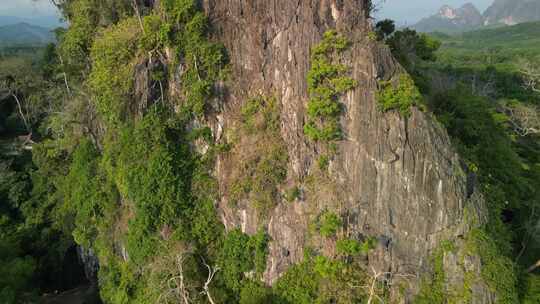 泰国甲米悬崖上猴子的航拍视频