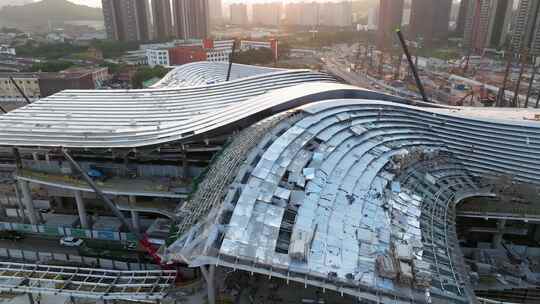 施工中的深圳大运交通枢纽航拍