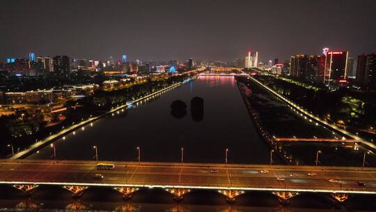 太原汾河胜利桥段夜景视频素材模板下载