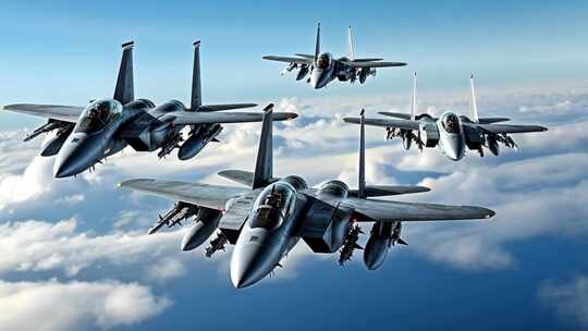 战斗机编队空中飞行