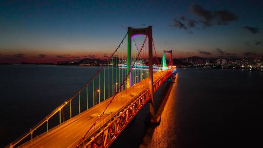 跨海大桥夜景航拍 大连星海湾大桥夜景航拍