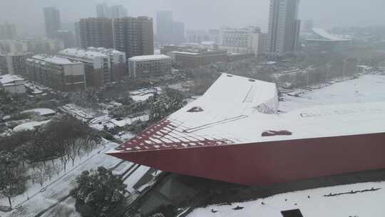 武汉辛亥革命博物馆雪景航拍