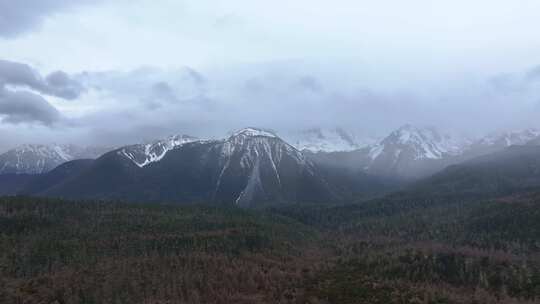 航拍云南香格里拉雪山森林草原 自然风光