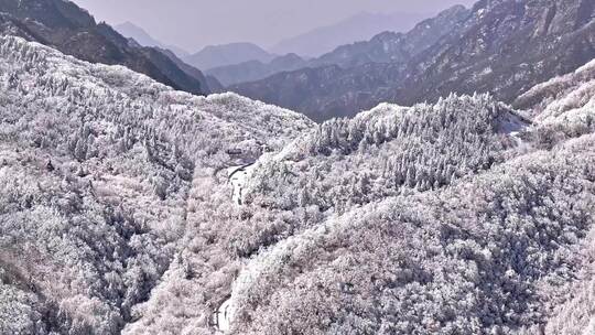 秦岭山脉冬季雪景视频素材模板下载