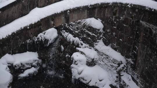 黄山雪景 下雪的桥