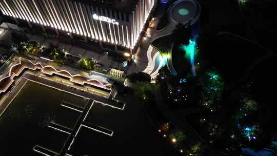 杭州大厦运河夕阳无人机素材