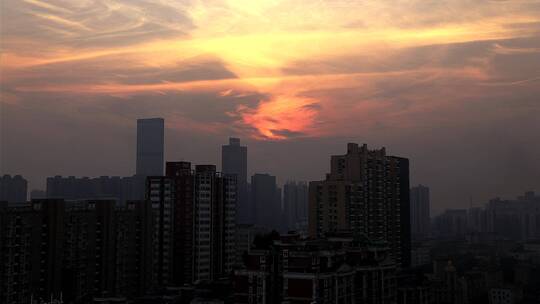 城市高楼大厦黄昏夜景延时摄影