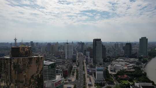 浙江宁波城市风光城市大景航拍