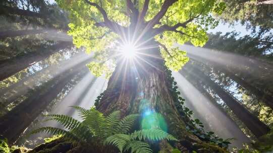 参天大树巨大的数阳光