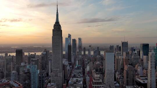 城市航拍纽约帝国大厦摩天大楼城市建筑高楼