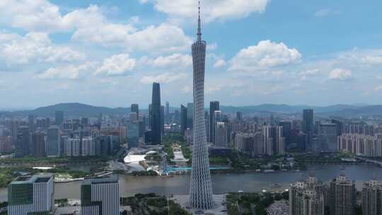航拍珠江新城广州塔大气美景