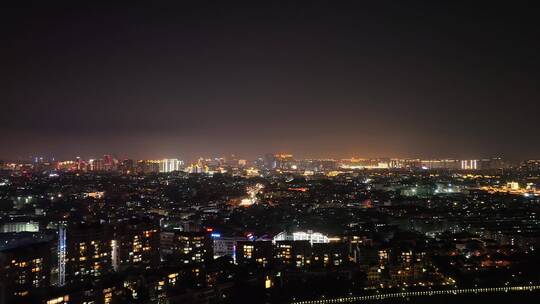 城市夜景航拍夜晚小区建筑泉州丰泽西湖夜景