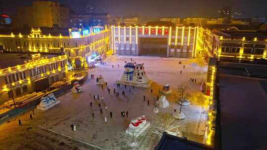 中国黑龙江哈尔滨老道外中华巴洛克雪人夜景