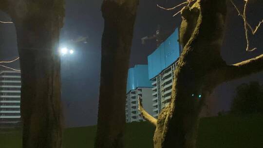 横店南江玺在建房地产夜景视频素材模板下载