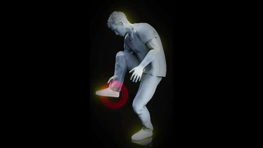 一个脚痛男人的概念垂直3D动画
