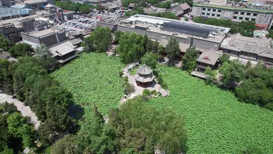 河北保定古莲池风景区航拍