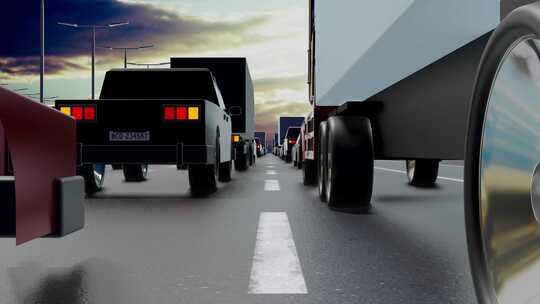 堵车的高速公路虚拟模拟的世界