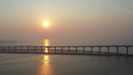 宁波舟山海桥夕阳航拍709