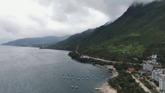 云南松茸航拍海岸线高山大海船舶709