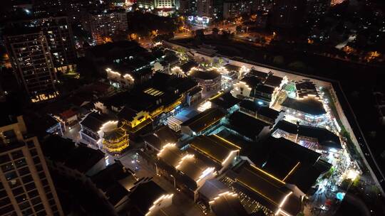 丽水处州府城夜景航拍视频素材模板下载