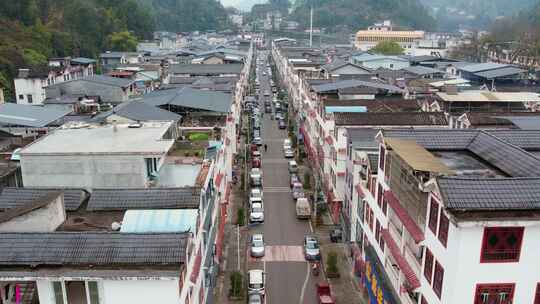 农村集贸市场菜市场农贸市场集市赶集航拍