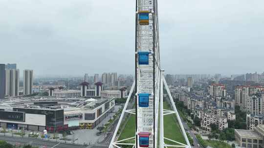 南昌市红谷滩新区航拍南昌之星摩天轮风光