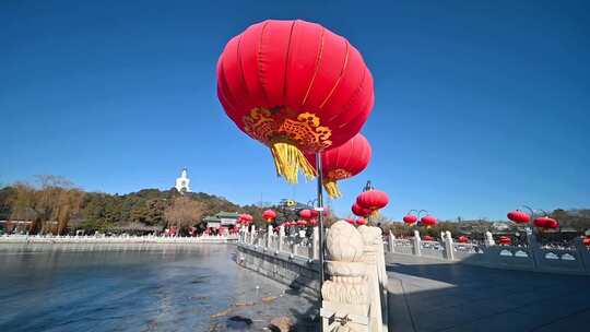 北京冬季北海公园风光