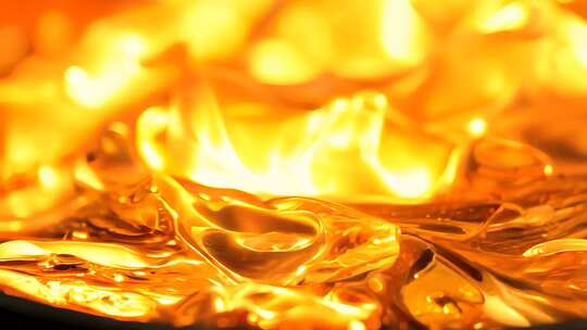 金色黄金液体流淌熔化的金属金水冶炼黄金