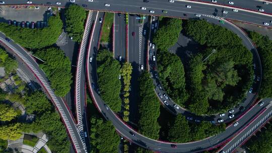 航拍园林城市立交桥 道路街道路口