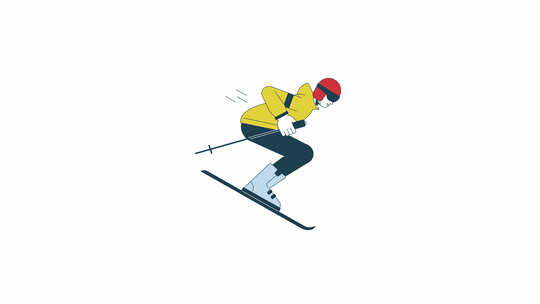 滑雪者跳跃动画视频素材模板下载