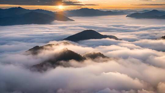 山峦云海日出全景