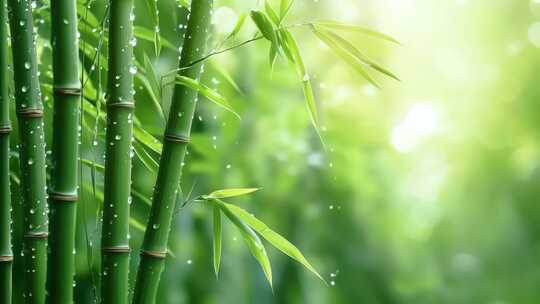 竹林意境 下雨 雨水 写意竹林 竹叶 竹子