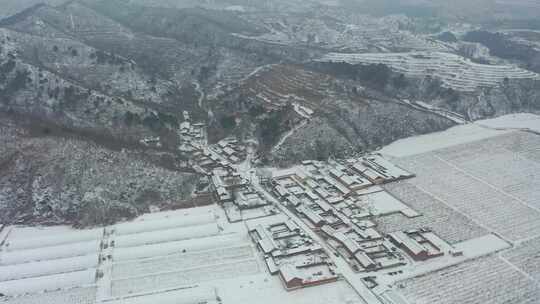 4K航拍北方雪景农村