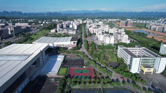 航拍雁山的大学院校和高校