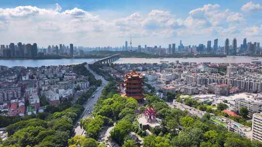 武汉黄鹤楼城市全景俯瞰